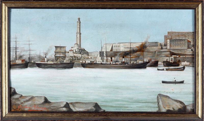 Gustavo Colonna Veduta del porto Genova  - Auction 19th Century Paintings - Cambi Casa d'Aste