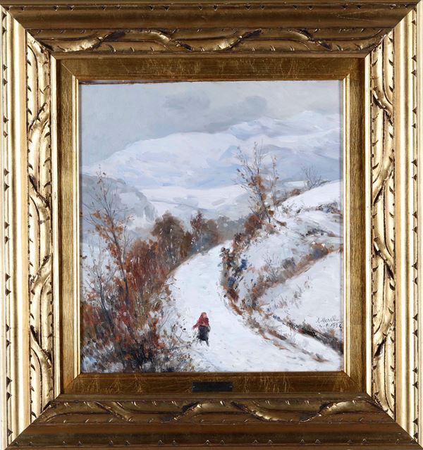 Amedeo Merello - Paesaggio con neve, 1934