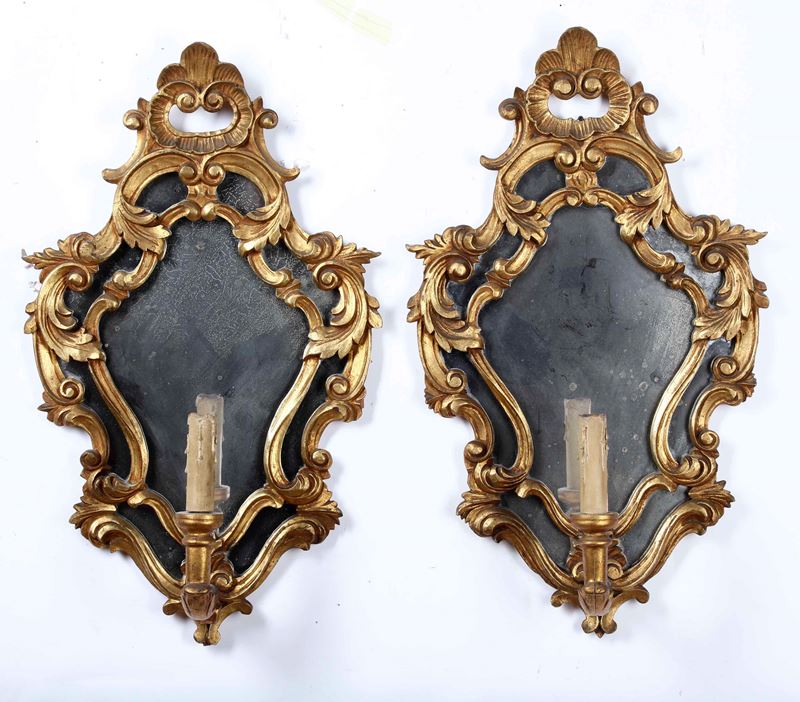 Coppia specchierinein legno dorato. XIX secolo  - Auction Antique April - Cambi Casa d'Aste