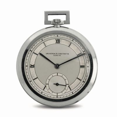 Elegante Orologio da Panciotto Art Decò Anni ‘30 in Platino, Carica Manuale con Scappamento Ad An...