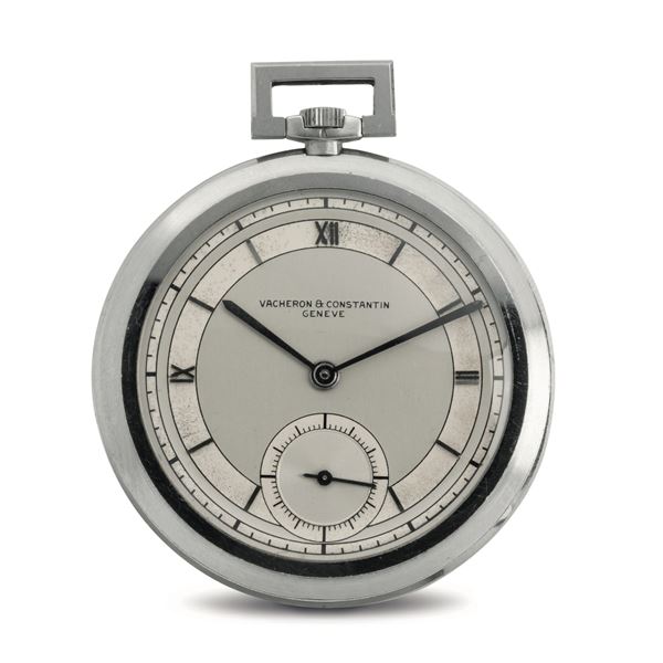 Elegante orologio da panciotto Art Decò anni ‘30 in platino, carica manuale con scappamento ad ancora,  [..]