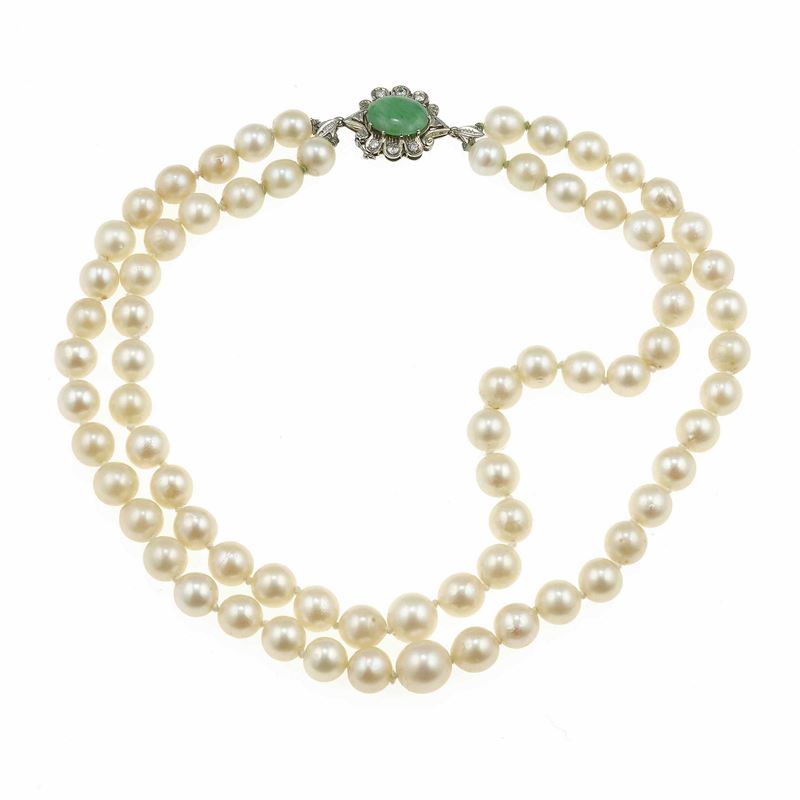 Collana a due fili di perle coltivate  - Asta Gioielli - Cambi Casa d'Aste