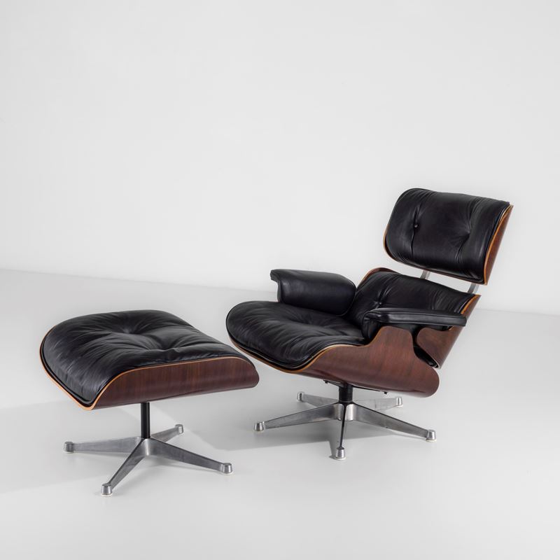 Charles &amp; Ray Eames : Lounge chair 670 con ottomana 671  - Asta Design Properties - Cambi Casa d'Aste