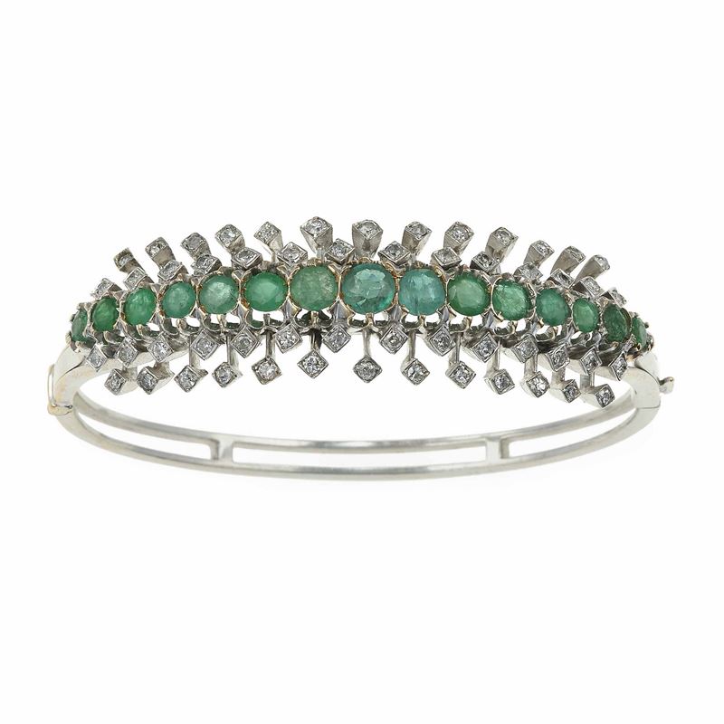 Emerald and diamond bangle  - Auction Fine Jewels - Cambi Casa d'Aste
