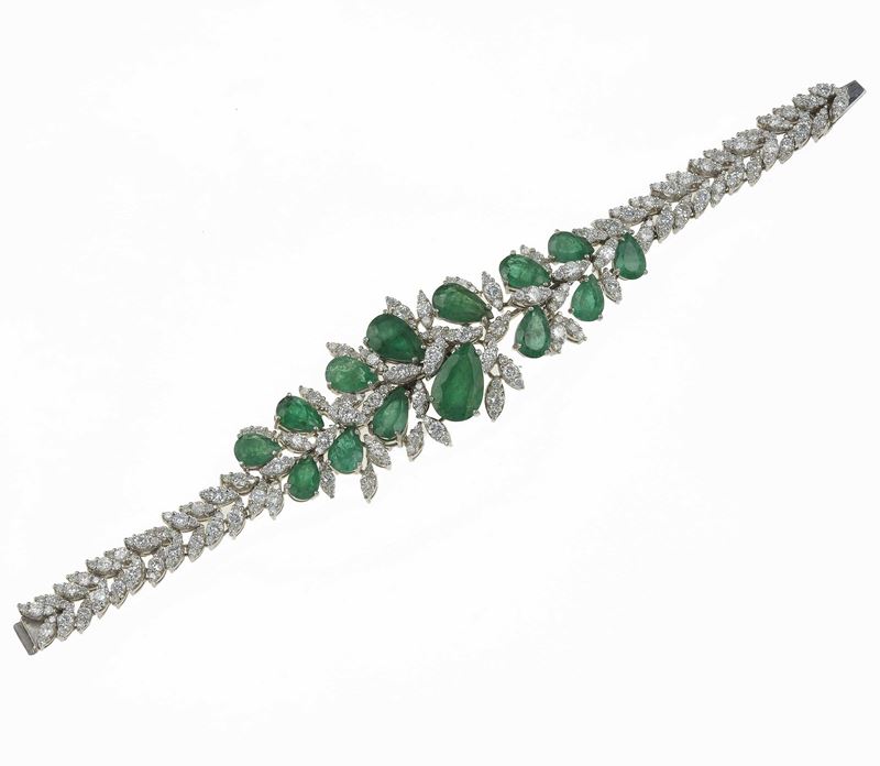 Emerald and diamond bracelet  - Auction Fine Jewels - Cambi Casa d'Aste