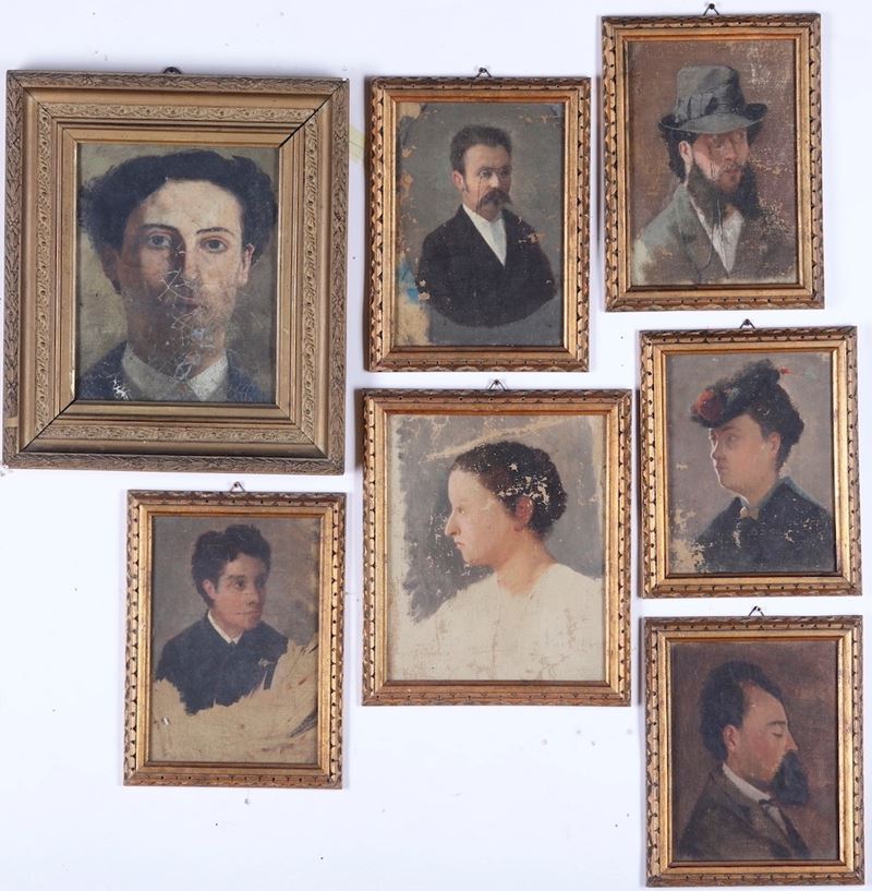 Lotto composto da  sette ritratti  - Asta Dipinti del XIX-XX secolo - Cambi Casa d'Aste