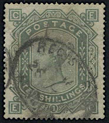 1883/84, Great Britain, 10 s. greenish-grey  - Asta Storia Postale e Filatelia - Cambi Casa d'Aste