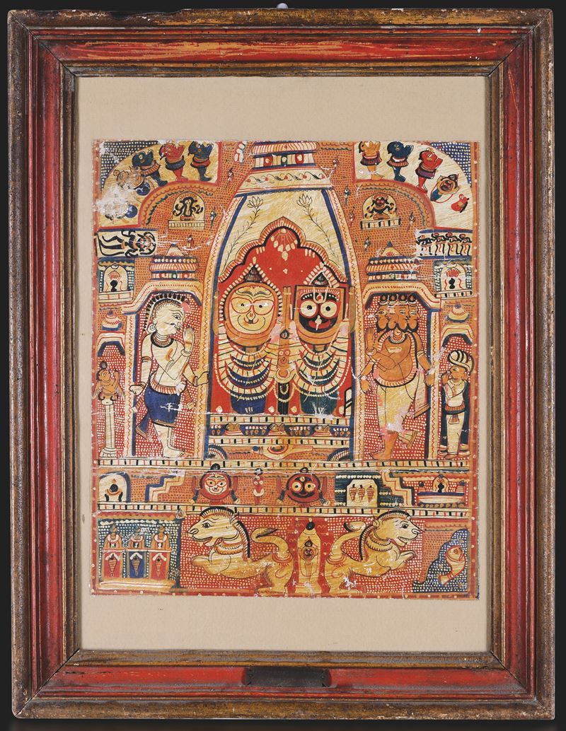 Dipinto su carta a decoro rituale, Scuola Indiana, XIX secolo  - Auction Asian Art - II - Cambi Casa d'Aste