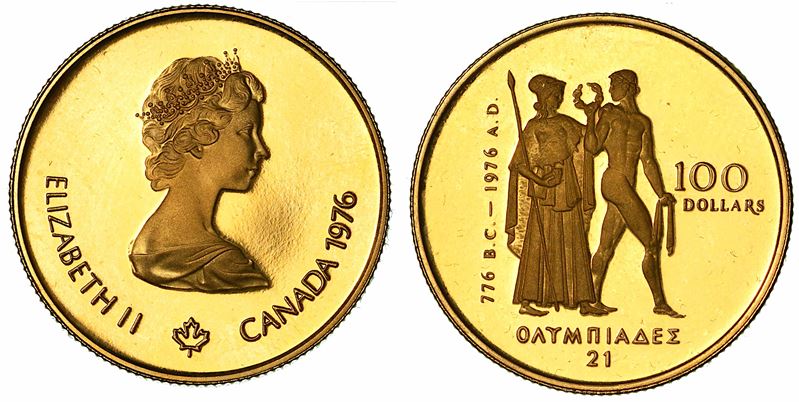 CANADA. REPUBLIC. 100 Dollars. Per le Olimpiadi di Montreal 1976.  - Asta Numismatica - I - Cambi Casa d'Aste