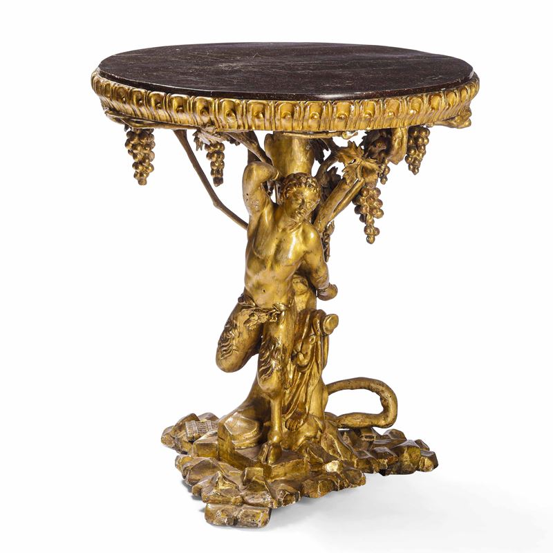 Tavolo da centro in legno scolpito e dorato. Arte barocca italiana del XVII-XVIII secolo  - Asta Dimore Italiane - Cambi Casa d'Aste
