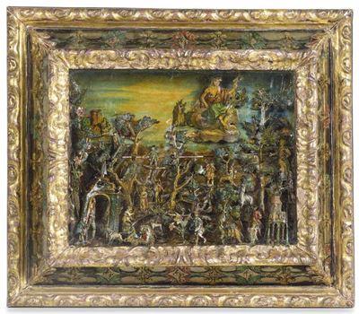 Allegorie della Caccia e del Viaggio, Coppia di Diorami . Arte del XVIII Secolo