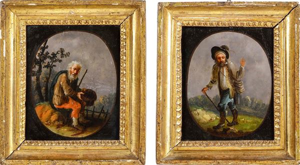 Scuola del XVIII secolo Figure di mendicanti