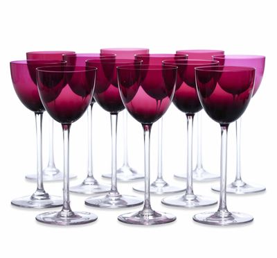 Dodici Calici in Cristallo Baccarat Color Porpora