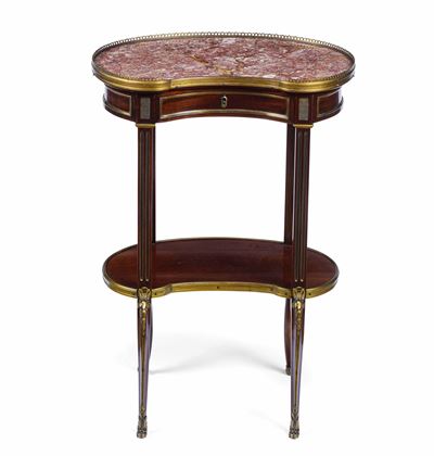 Comodino, XIX-XX secolo, con guarnizioni in bronzo dorato e piano in marmo