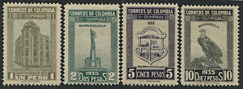 1935, Colombia, “Olympic Games of Barranquilla”  - Asta Storia Postale e Filatelia - Cambi Casa d'Aste