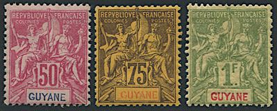 1892, French Guyane, Set Of Thirteen