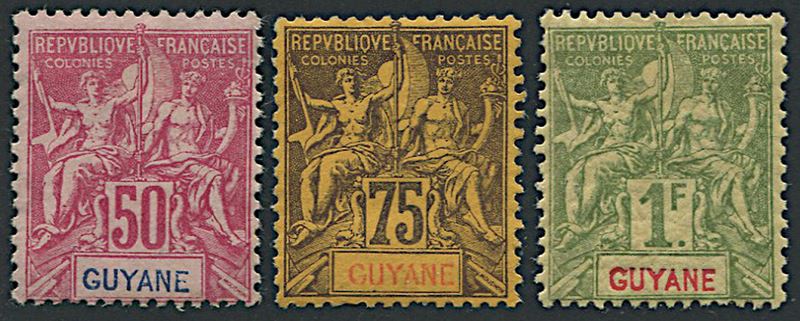 1892, French Guyane, set of thirteen  - Auction Philately - Cambi Casa d'Aste
