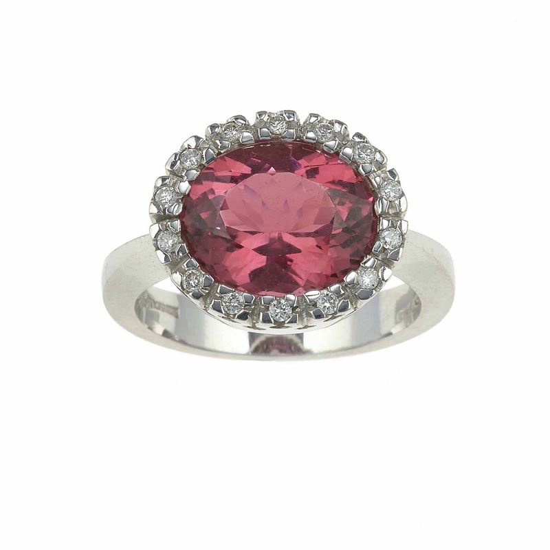 Tourmaline and diamond cluster ring  - Auction Fine Jewels - Cambi Casa d'Aste