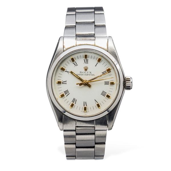 Rolex - Oyster Perpetual ref 6748 medium automatic steel, white dial with Roman numerals, smooth bezel and Oyster bracelet