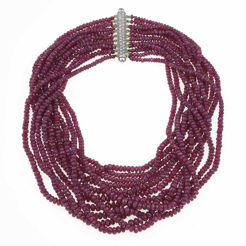 Chocker multifilo con rubini  - Asta Vintage Jewellery - Cambi Casa d'Aste