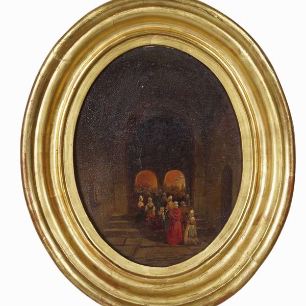 Pittore del XIX secolo Scena d'interno