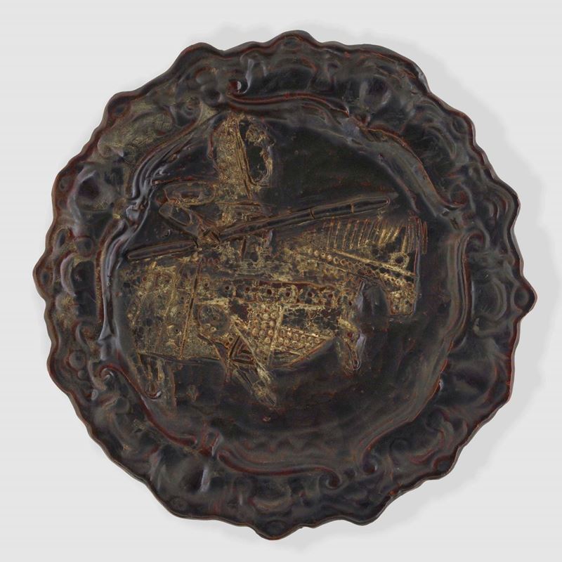 Grande piatto. Albissola, Emanuele Luzzati (1921-2007), circa metà del XX secolo.  - Auction Majolica and Porcelain - Cambi Casa d'Aste