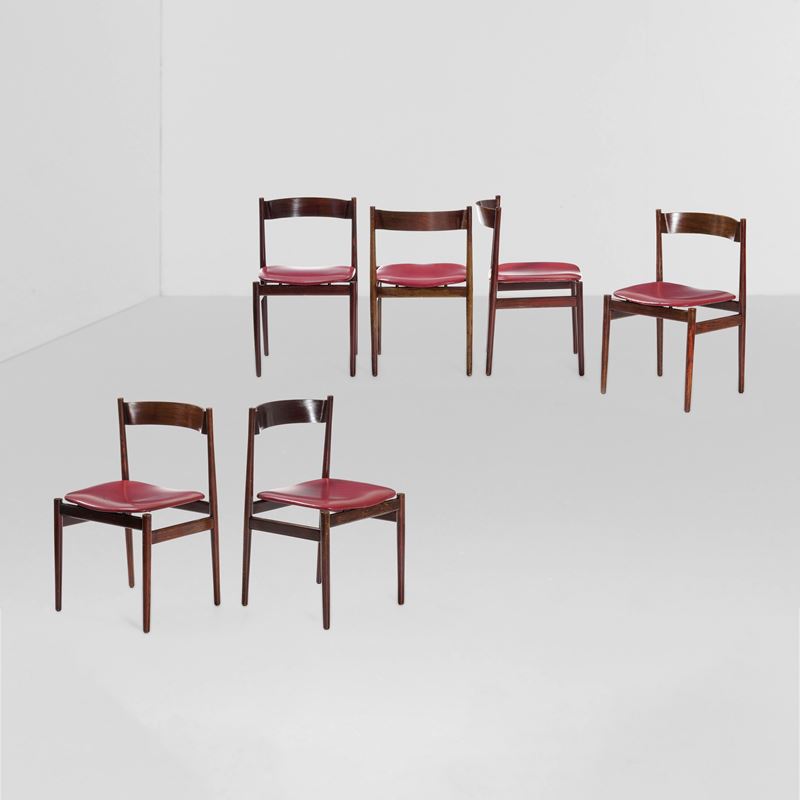 Gianfranco Frattini : Sei sedie mod. 107  - Auction Design Lab - Cambi Casa d'Aste