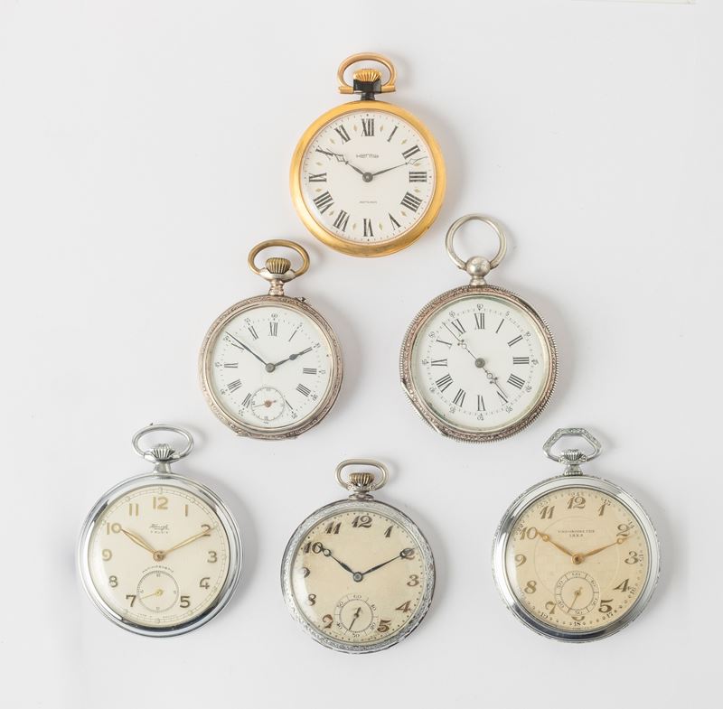 Lotto di sei orologi da tasca  carica remontoir  - Asta Pocket Watches - Cambi Casa d'Aste