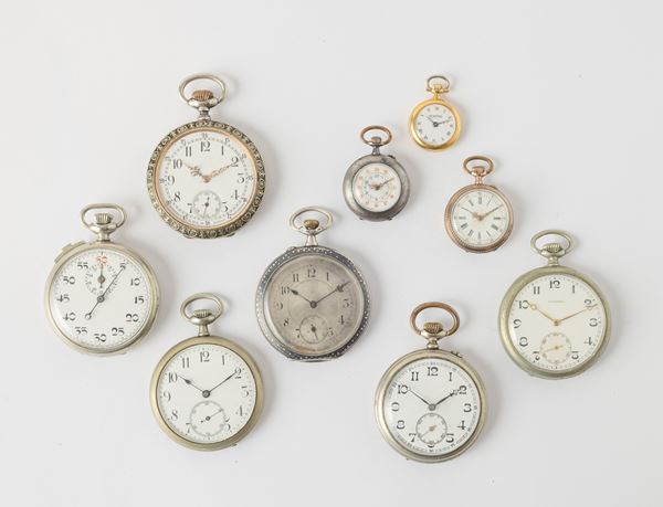 Lotto di nove orologi da tasca carica remontoir