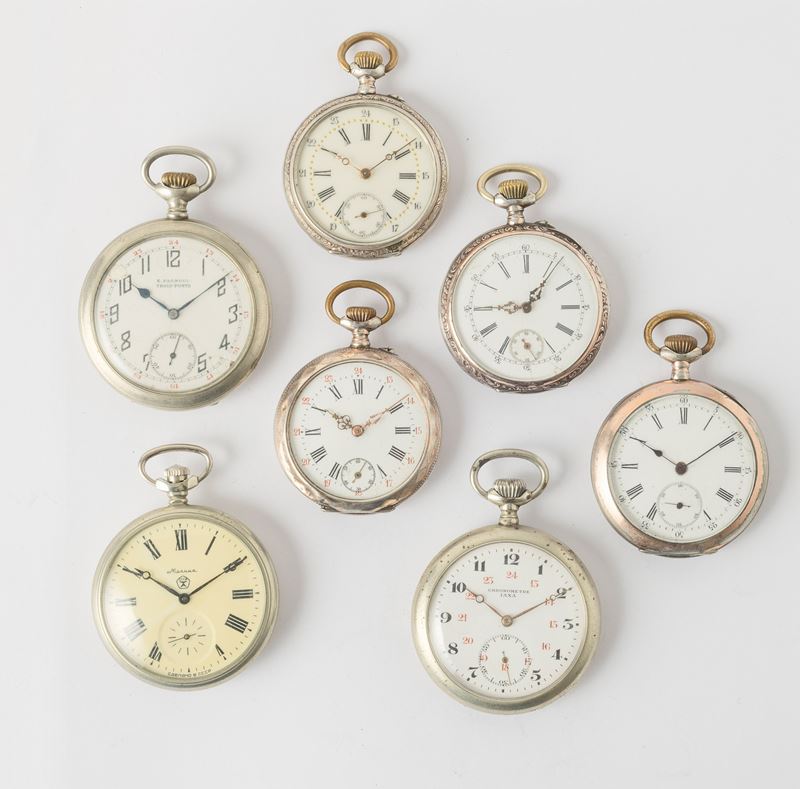 Lotto di sette orologi da tasca Remontoir  - Auction Pocket Watches - Cambi Casa d'Aste