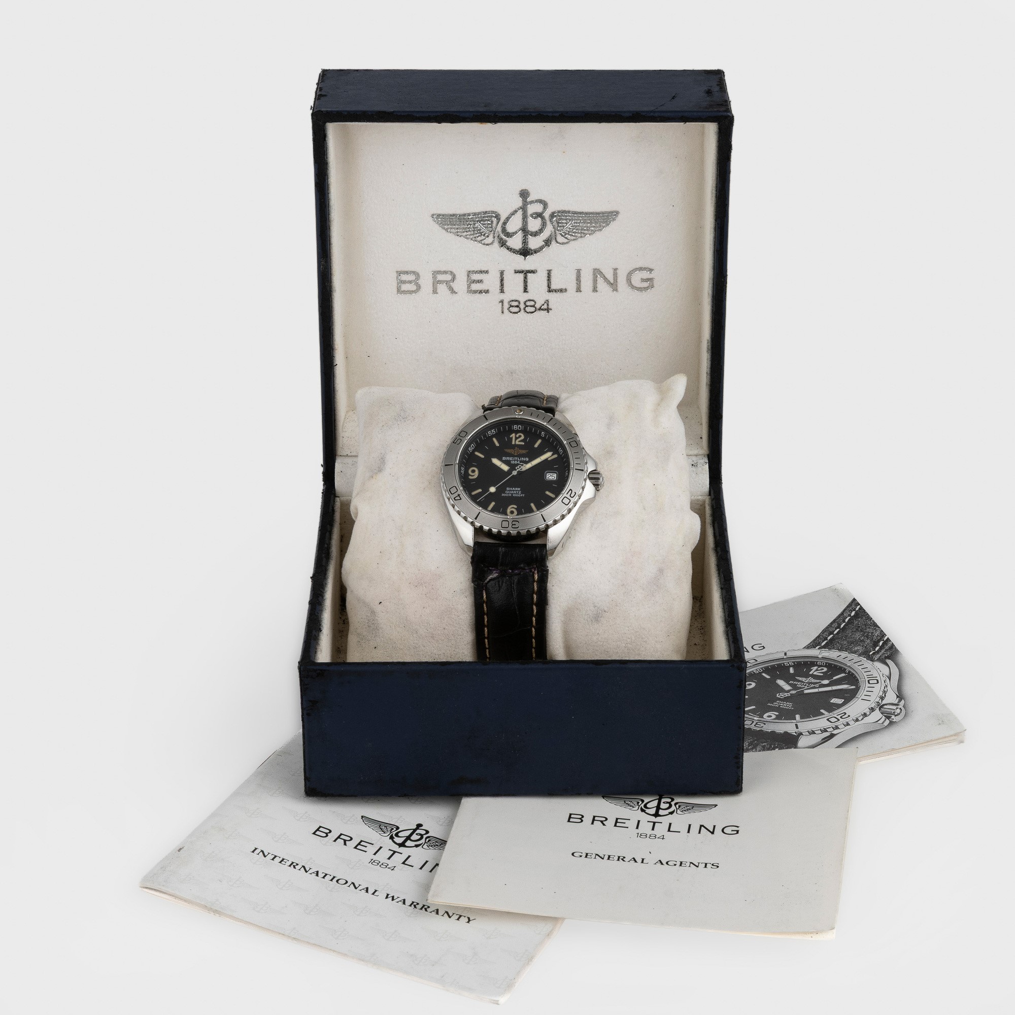 Breitling - Shark A58605 in acciaio, orologio da polso con quadrante nero e datario