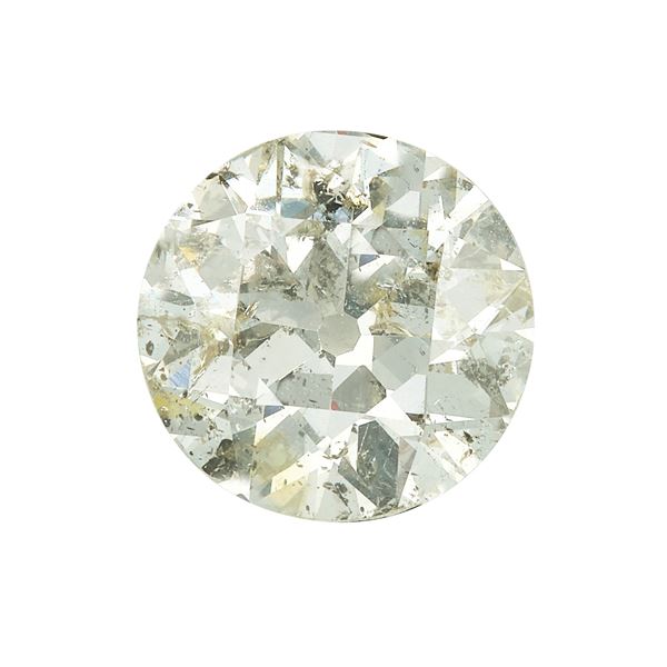 Diamante di vecchio taglio di ct 5.94, colore Q-R, caratteristiche interne P2, fluorescenza UV molto debole azzurra