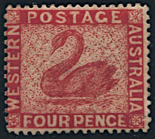 1865, Western Australia, 4 d. carmine