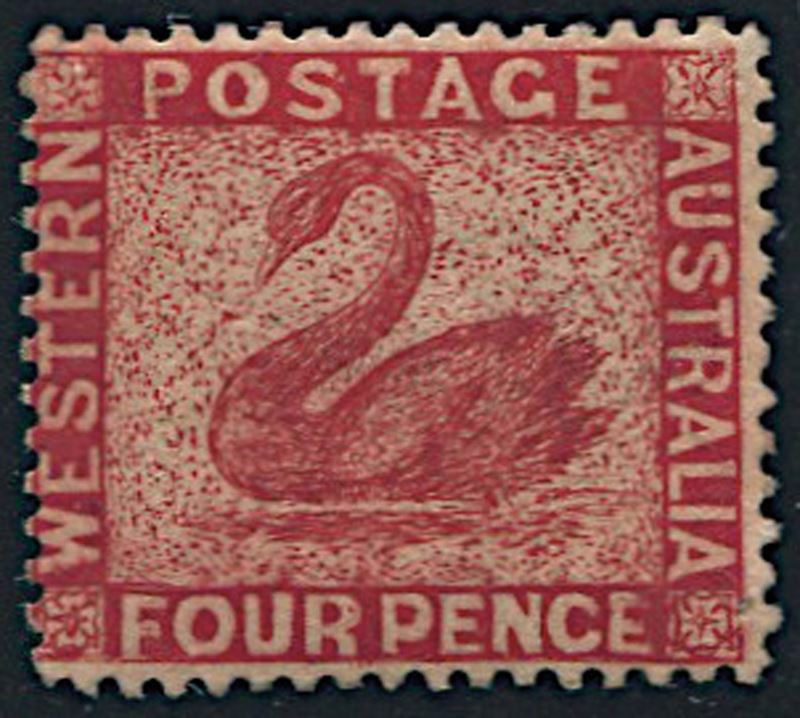 1865, Western Australia, 4 d. carmine  - Auction Philately - Cambi Casa d'Aste