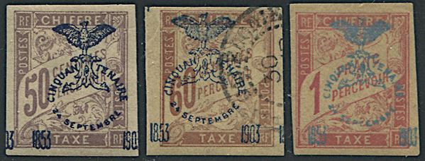 1903, Nouvelle Caledonie, tax, overprinted “Cinquantenaire”