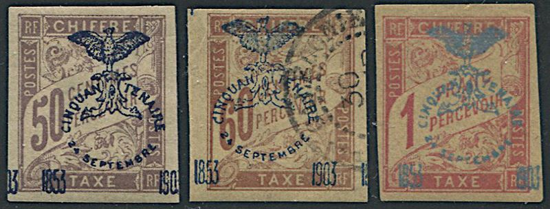 1903, Nouvelle Caledonie, tax, overprinted “Cinquantenaire”  - Auction Philately - Cambi Casa d'Aste