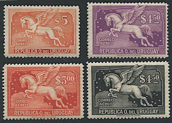 1929/35, Uruguay, “Pegasus”, Air Post, four set hinged