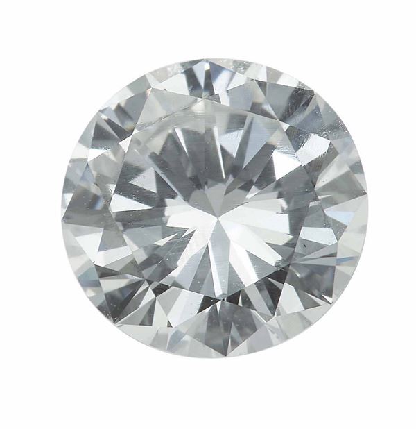 Diamante taglio brillante di ct 1.74, colore F, caratteristiche interne VVS2, fluorescenza UV nulla