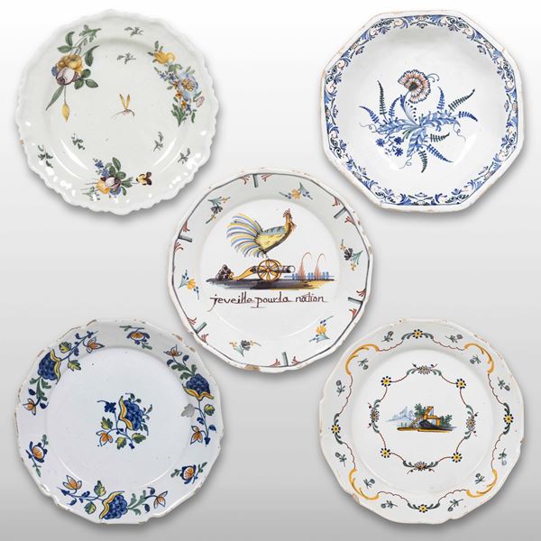 Cinque piatti Francia, XVIII secolo