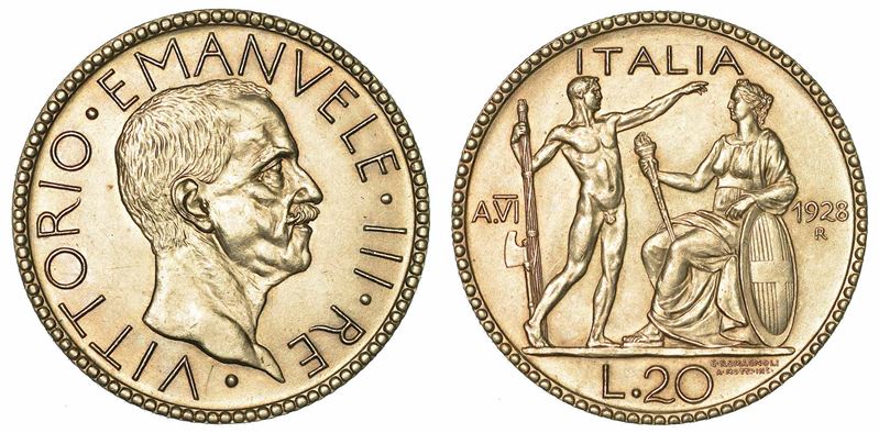 REGNO D'ITALIA. VITTORIO EMANUELE III DI SAVOIA, 1900-1946. 20 Lire 1928/VI. Littore.  - Auction Numismatics - I - Cambi Casa d'Aste
