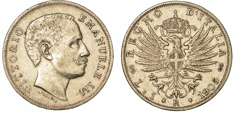 REGNO D'ITALIA. VITTORIO EMANUELE III DI SAVOIA, 1900-1946. Lira 1905. Aquila Sabauda.  - Asta Numismatica - I - Cambi Casa d'Aste