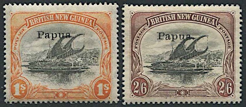 1907, Papua, set of eight overprinted “Papua”  - Auction Postal History and Philately - Cambi Casa d'Aste