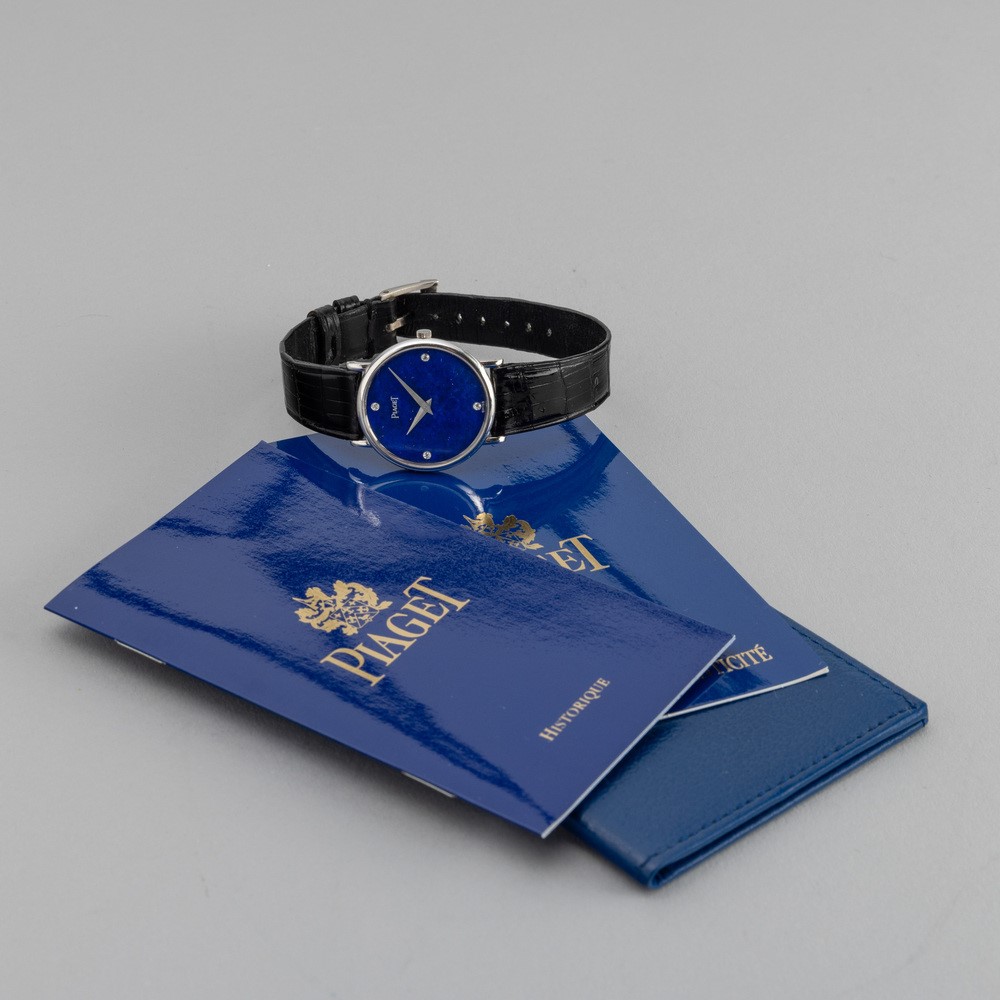 Piaget - Fine Orologio da Sera in Oro Bianco Quadrante in Lapis Lazuli con Diamanti ai Punti Card...