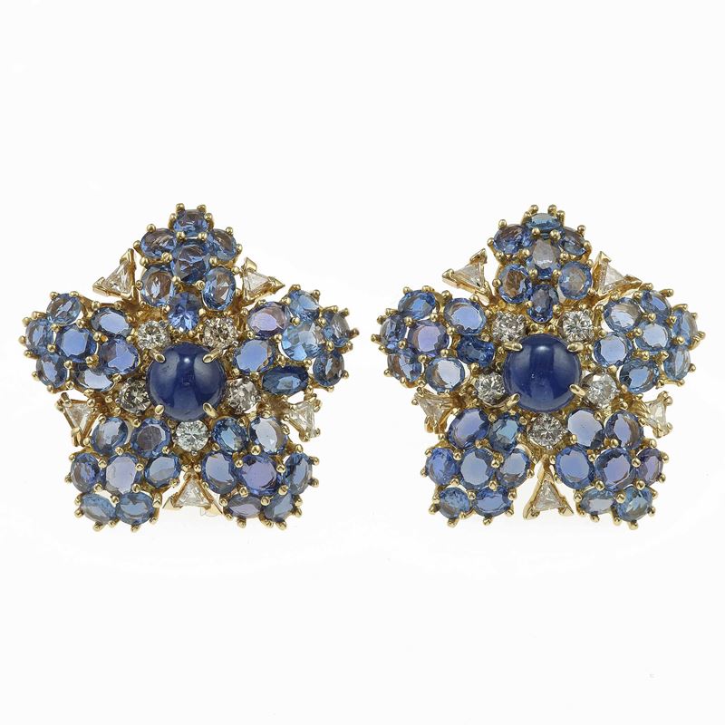 Pair of sapphire and diamond earrings  - Auction Fine Jewels - Cambi Casa d'Aste