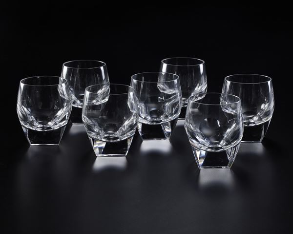 Sette bicchieri “Bar” Boemia, Manifattura Moser, XX secolo 