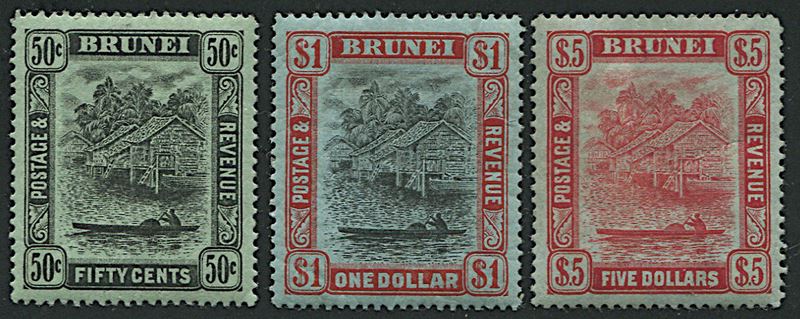 1908/20, Brunei, watermark multiple “CA”  - Asta Filatelia - Cambi Casa d'Aste