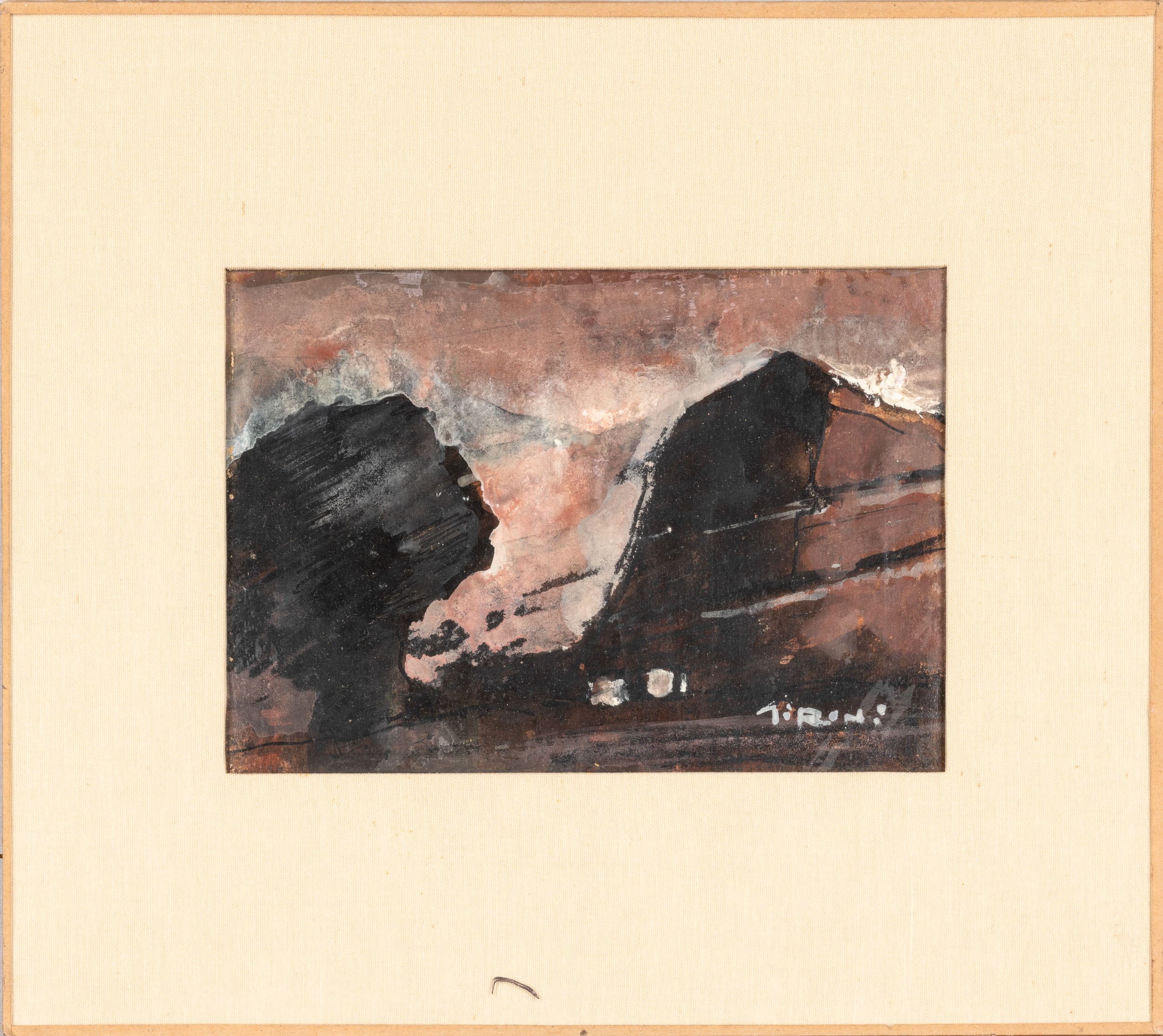 Mario Sironi - Paesaggio con Albero, Montagne e Case