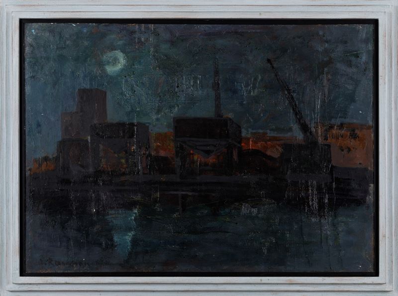 Antonia Ramponi : Notturno naviglio grande  - olio su tela - Auction Works from the 19th and 20th centuries - Cambi Casa d'Aste