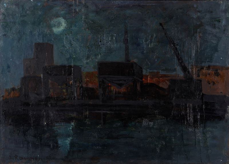 Antonia Ramponi : Notturno naviglio grande  - olio su tela - Asta Modern & Contemporary - Cambi Casa d'Aste