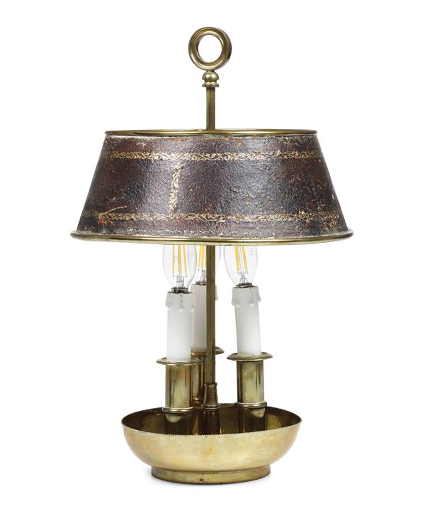 Lampada bouillotte in bronzo dorato, XIX secolo
